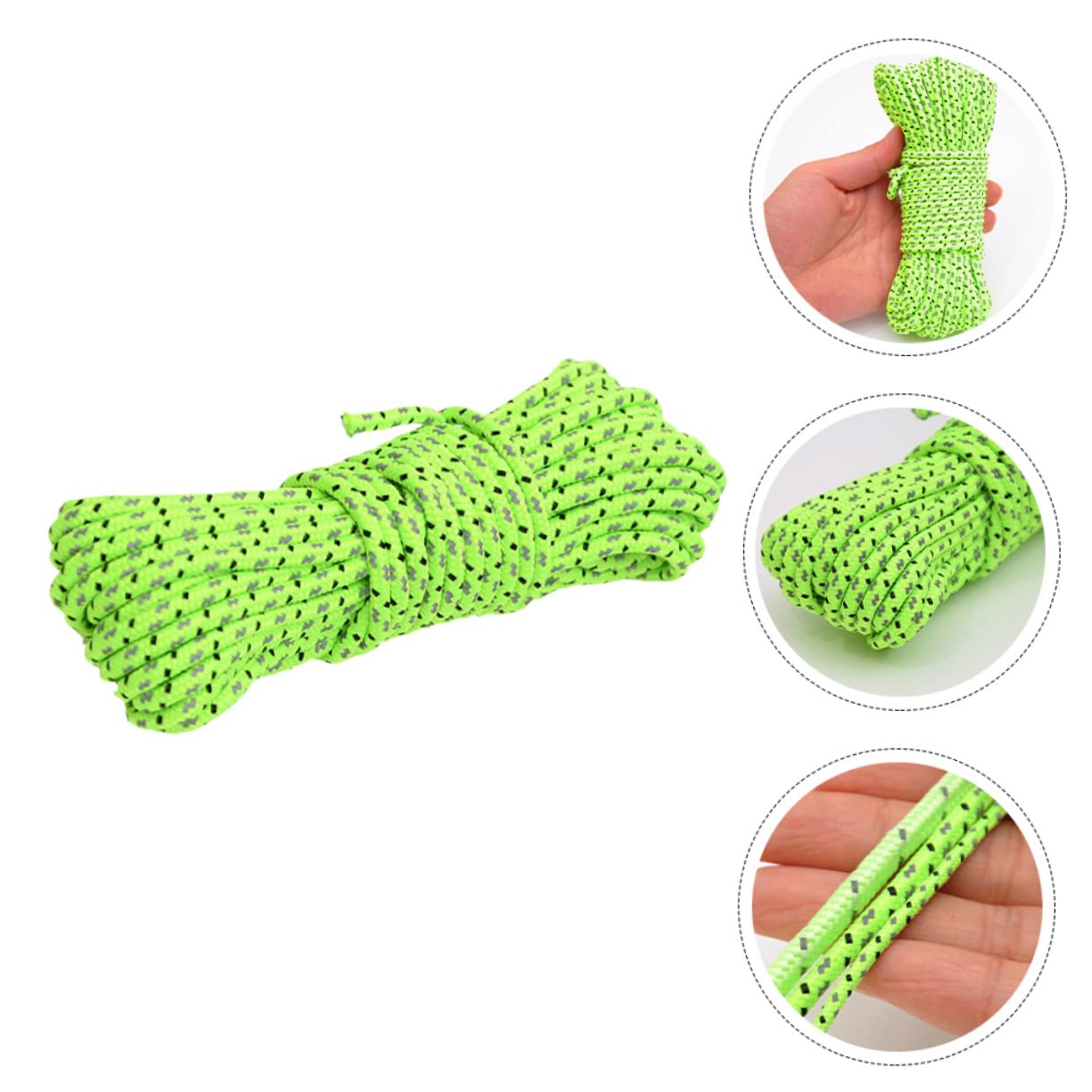 VICASKY 1Roll Windproof Reflective Tarp Ropes for Camping Heavy Duty Outdoor Tent Canopy Fixing Rope Durable Thick Reflective Camping Supplies for Hiking and Travel