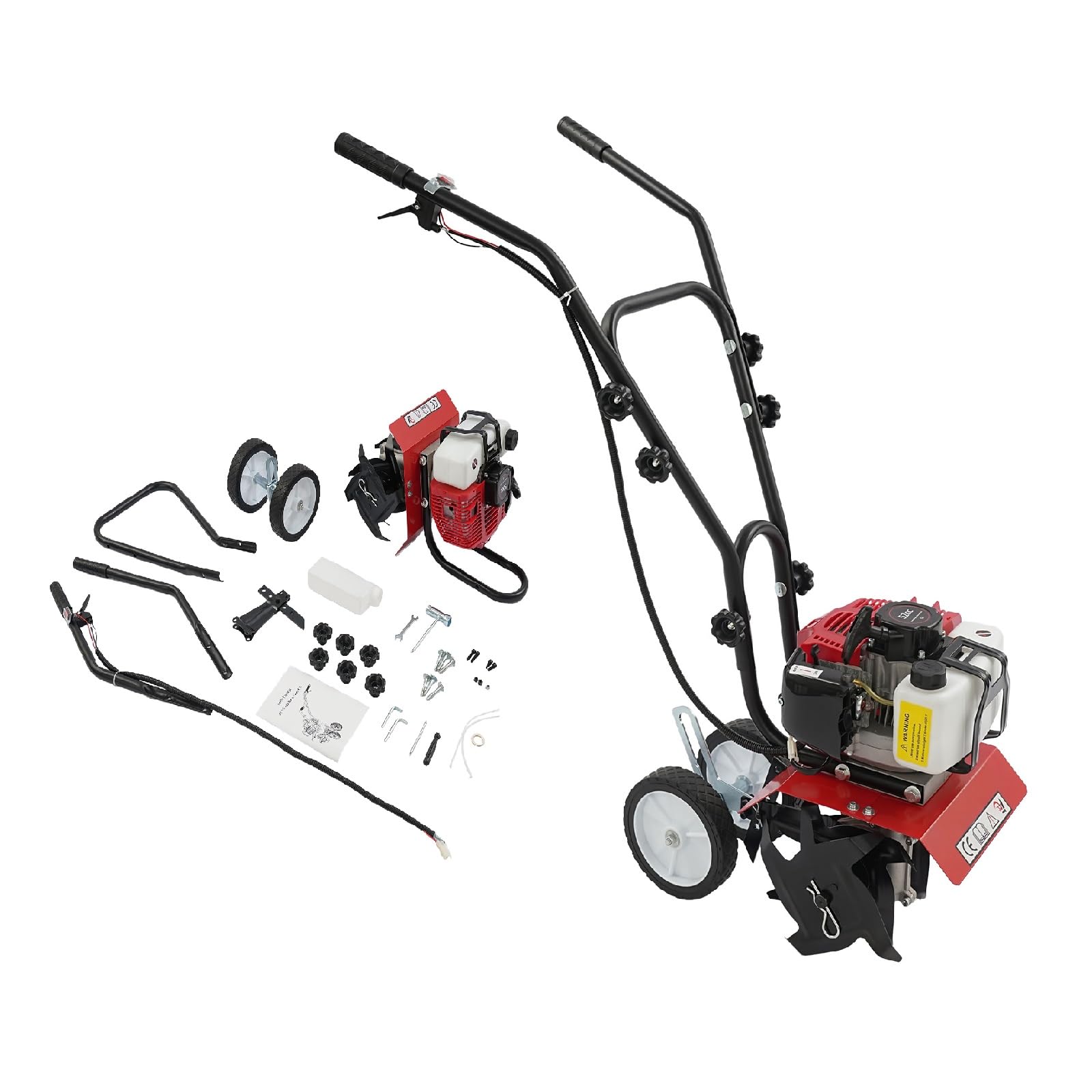 1900W Benzin Garten Kultivator 52cc 2-Takt Motorhacke 30cm Arbeitsbreite