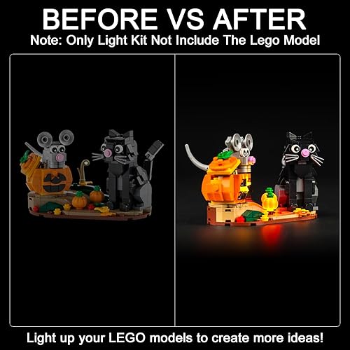 Miniatura 2 de Hilighting Kit de luz LED mejorado para Lego Halloween Cat & Mouse Building Set, compatible con Lego 40570 (modelo no incluido)