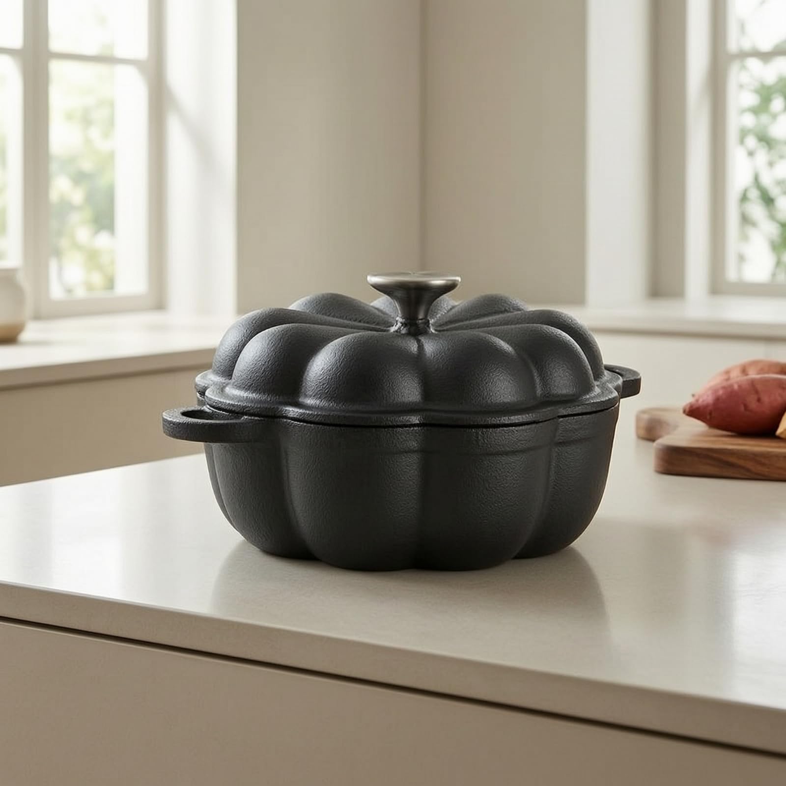Kürbistopf hitzebeständig Kürbis-Schmortopf dekorativ Kürbis-Cocotte für Hobbyköche, Backofen