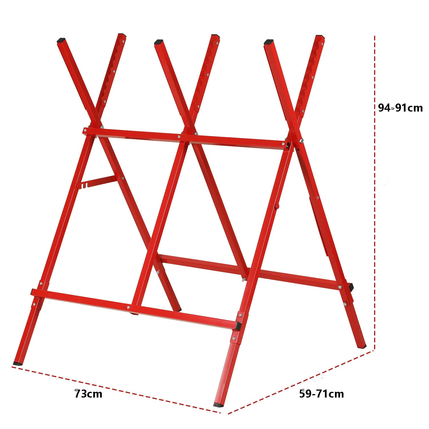 Cheval de sciage pliable Workmate en acier robuste - Pour couper des supports en bois - Capacité de charge : 100 kg - Rouge
