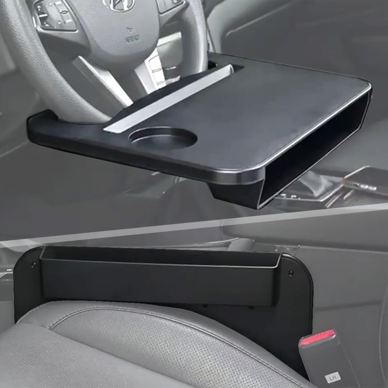 Mavonne 3-in-1 Steering Wheel Tray Table with Seat Gap Filler Organizer,| Car Food Tray for Driver,| Car Desk for Laptop & Eating - Work Road Trip