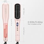 Prizm Pro Brosse de lissage des cheveux à vapeur - Brosse de redressage à vapeur ionique pour cheveux bouclés, Peigne de redressage en céramique anti-calcaire LCD Affichage pour Super Smooth, cheveux sans frisottis, 4 Paramètres de chaleur, rose