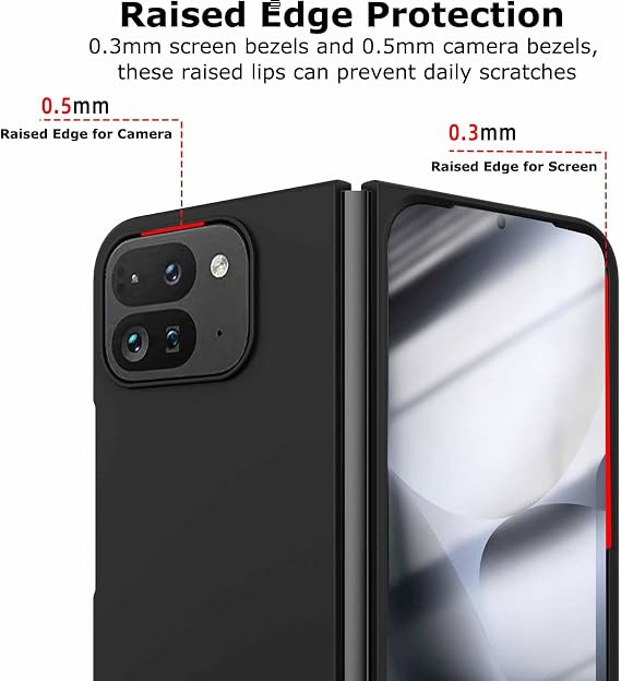 Google Pixel 10 Pro用 フォールドケース フロントスクリーンプロテクター付き、超薄型マットハードPCケース 傷に強いレイズドエッジ保護保護カバー Google Pixel 10 Pro用 フォールドブラック