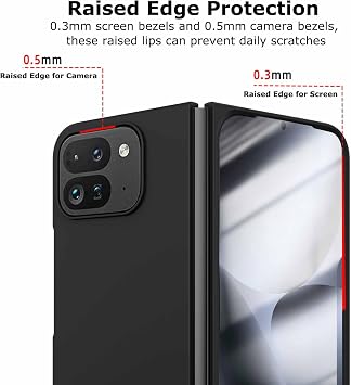 Google Pixel 10 Pro用 フォールドケース フロントスクリーンプロテクター付き、超薄型マットハードPCケース 傷に強いレイズドエッジ保護保護カバー Google Pixel 10 Pro用 フォールドブラック