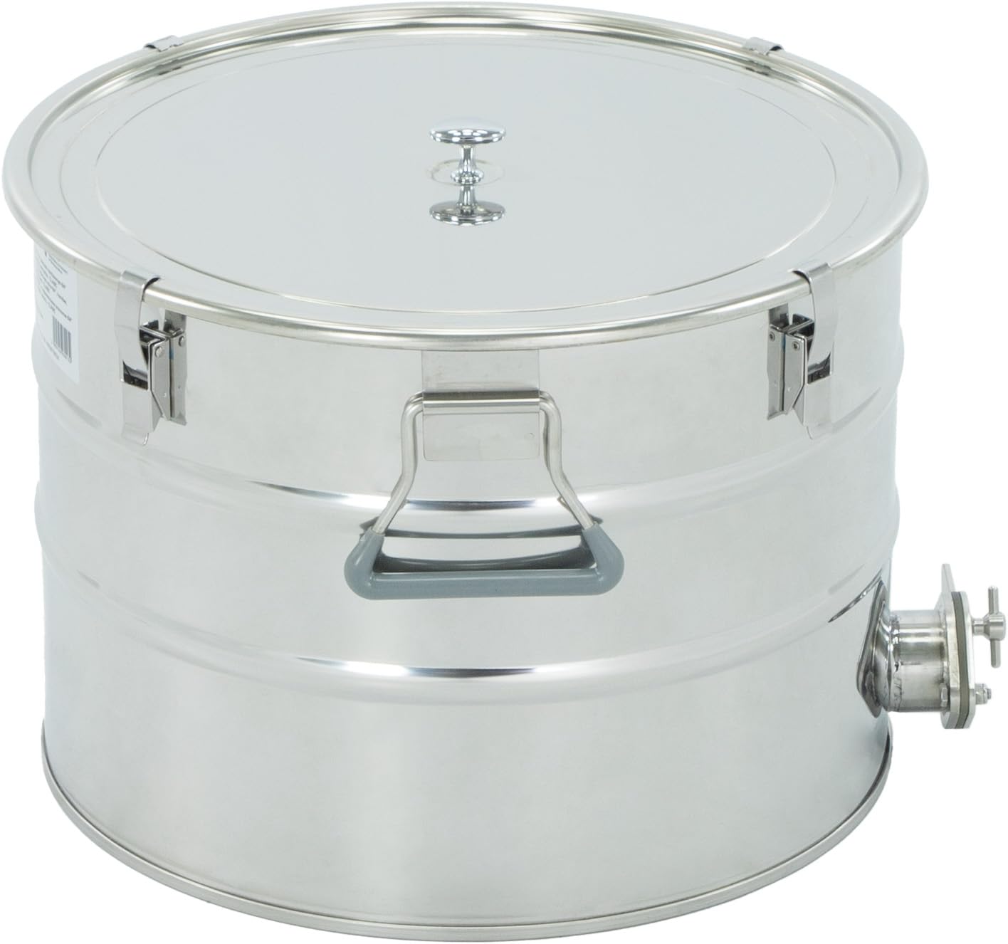 LYSON Abfüllbehälter 30l (ca. 40 kg) für Honig Abfülleimer mit rostfreiem Quetschhahn Edelstahl 6/4" Absetzbehälter zum Honigaufbewaren Abfüllkübel mit Deckel, Griffen, Halterungen und Dichtung