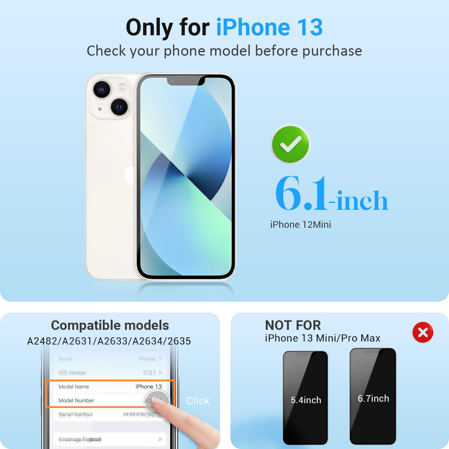 Display per iPhone 13 Schermo LCD di Ricambio 6,1 Pollici Touch Screen con Vetro Digitizer Montato e Kit di Strumenti per la Riparazione