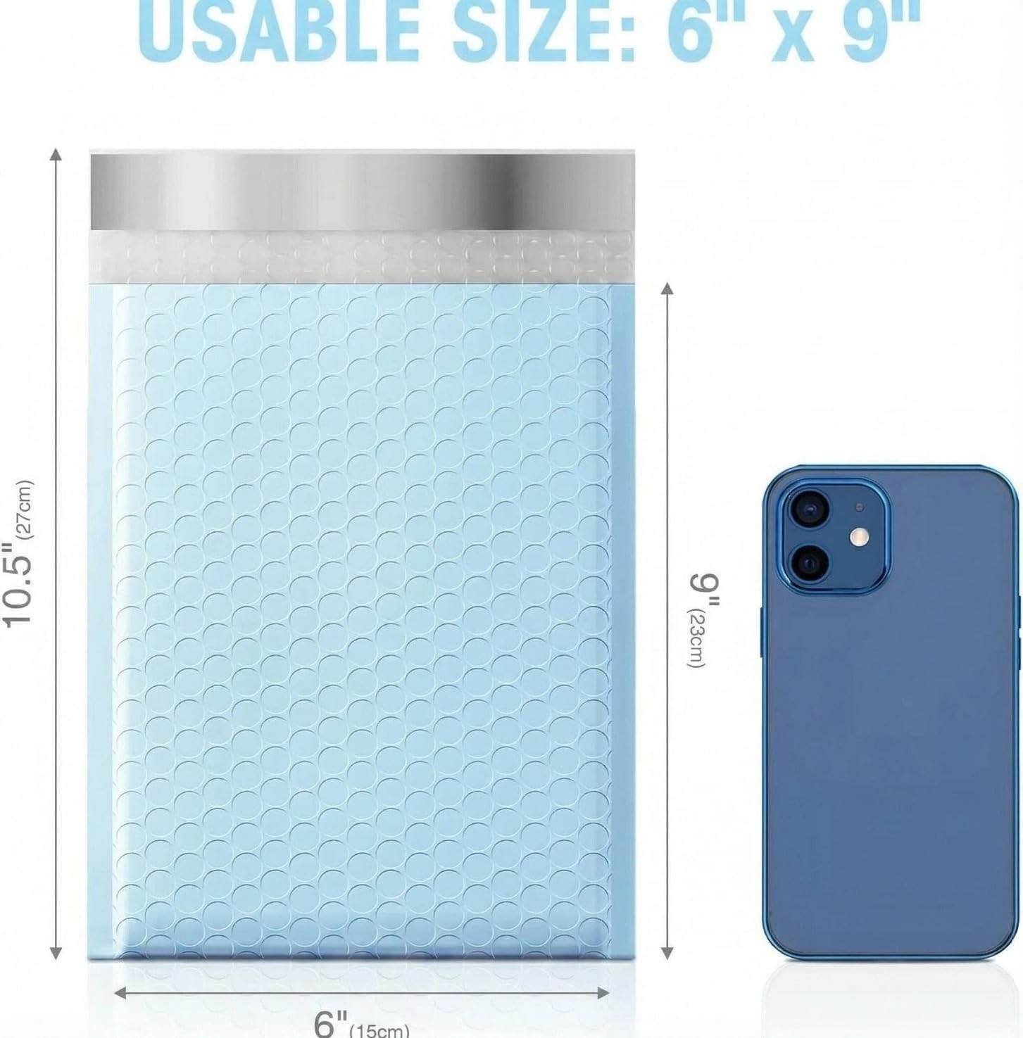 Metronic Bubble Mailers 6x10" 100 Pack Usable Size 6x9" Self Seal Bubble Mailer Thick Padded Envelopes Shipping Envelopes Cushion Mailers for Mailing Jewelry Makeup Supplies Light Blue