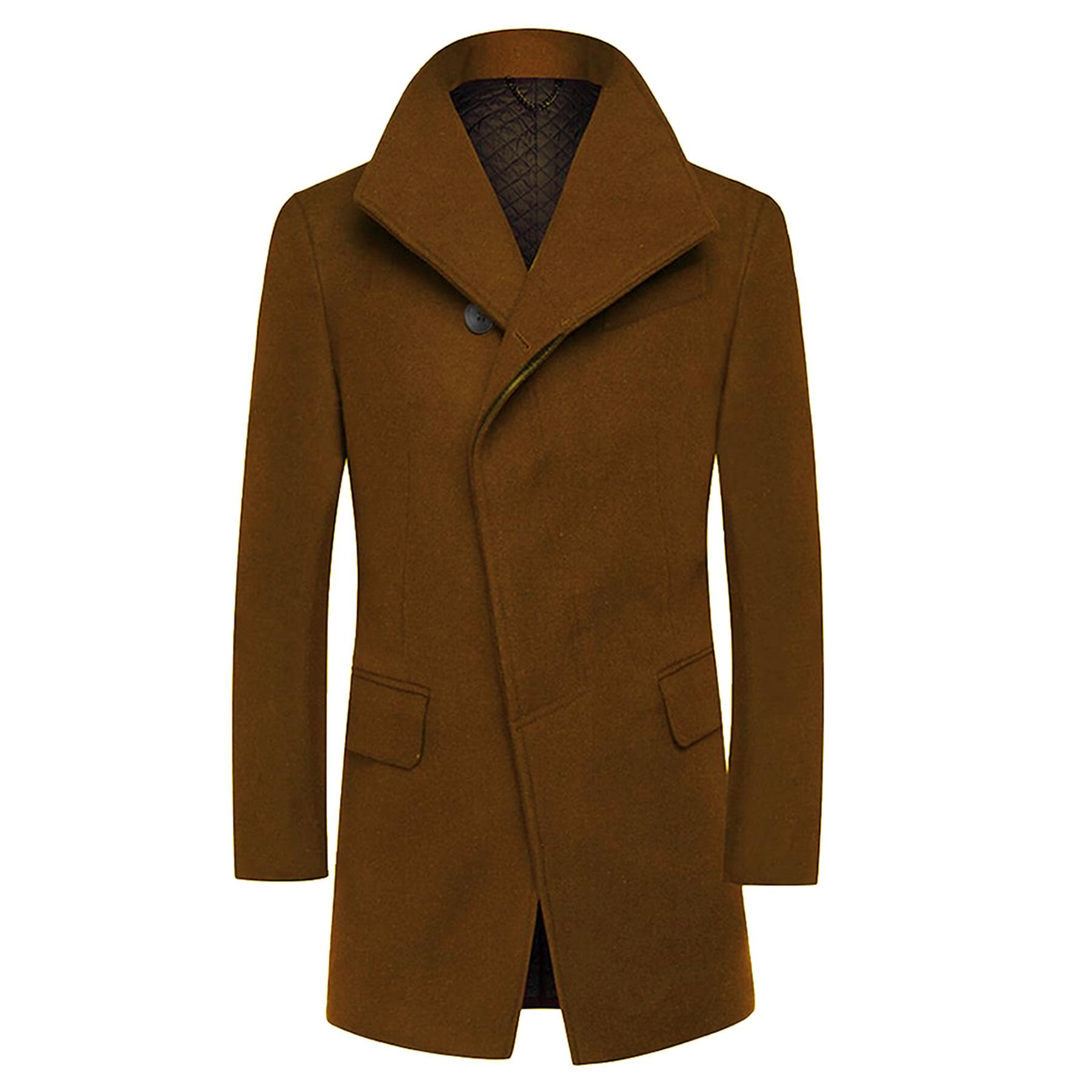 Allthemen Trench da Uomo Colletto alla Coreana Cappotto di Casual Lana Coat Lungo Invernale Cappotto Monopetto