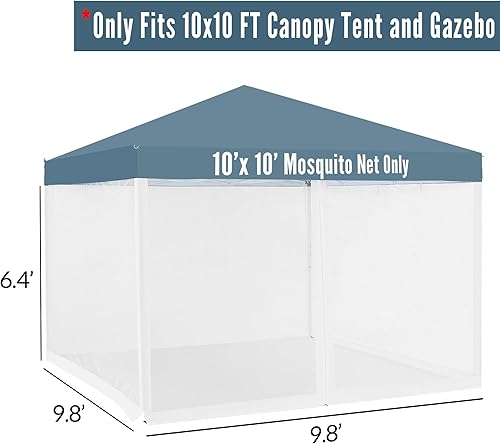 Miniatura 4 de Mosquitera para tienda de campaña desplegable de 10 x 10 pies, paredes laterales con cremallera para jardín al aire libre, patio, kiosco (solo