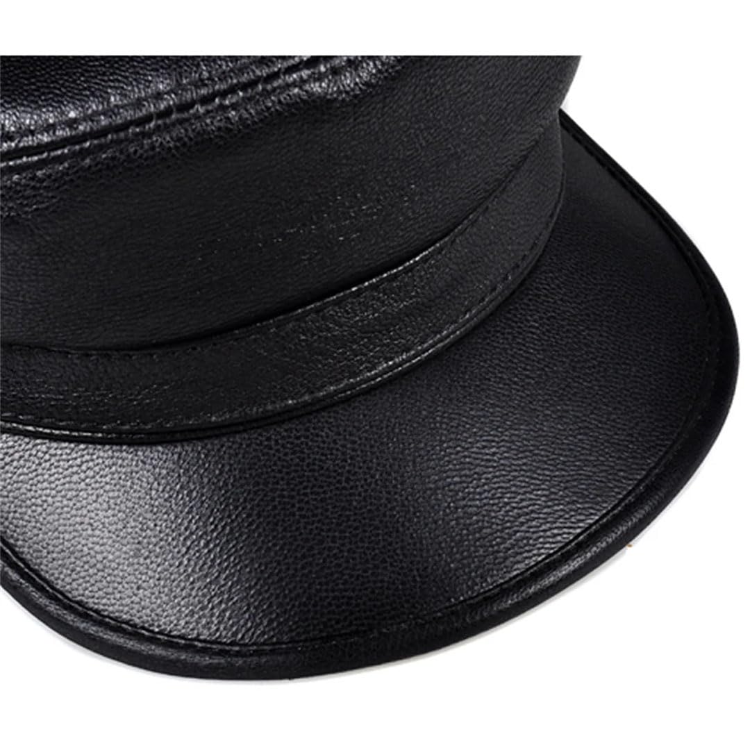 Męski damski zimowy ciepły koreański styl unisex czapka z prawdziwej skóry do płaskich granatowych czapek studenckich