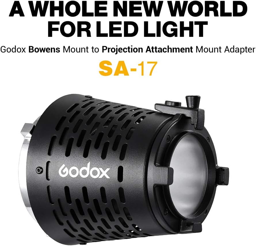 Limited Godox SA-17 Bowens Mount to Godox SA-P Projection Attachment Adapter, Create Theatrical Effects with Your Bowens Mount LED Continuous Light, Hyper-Control Your Lighting for Both Video and Photography