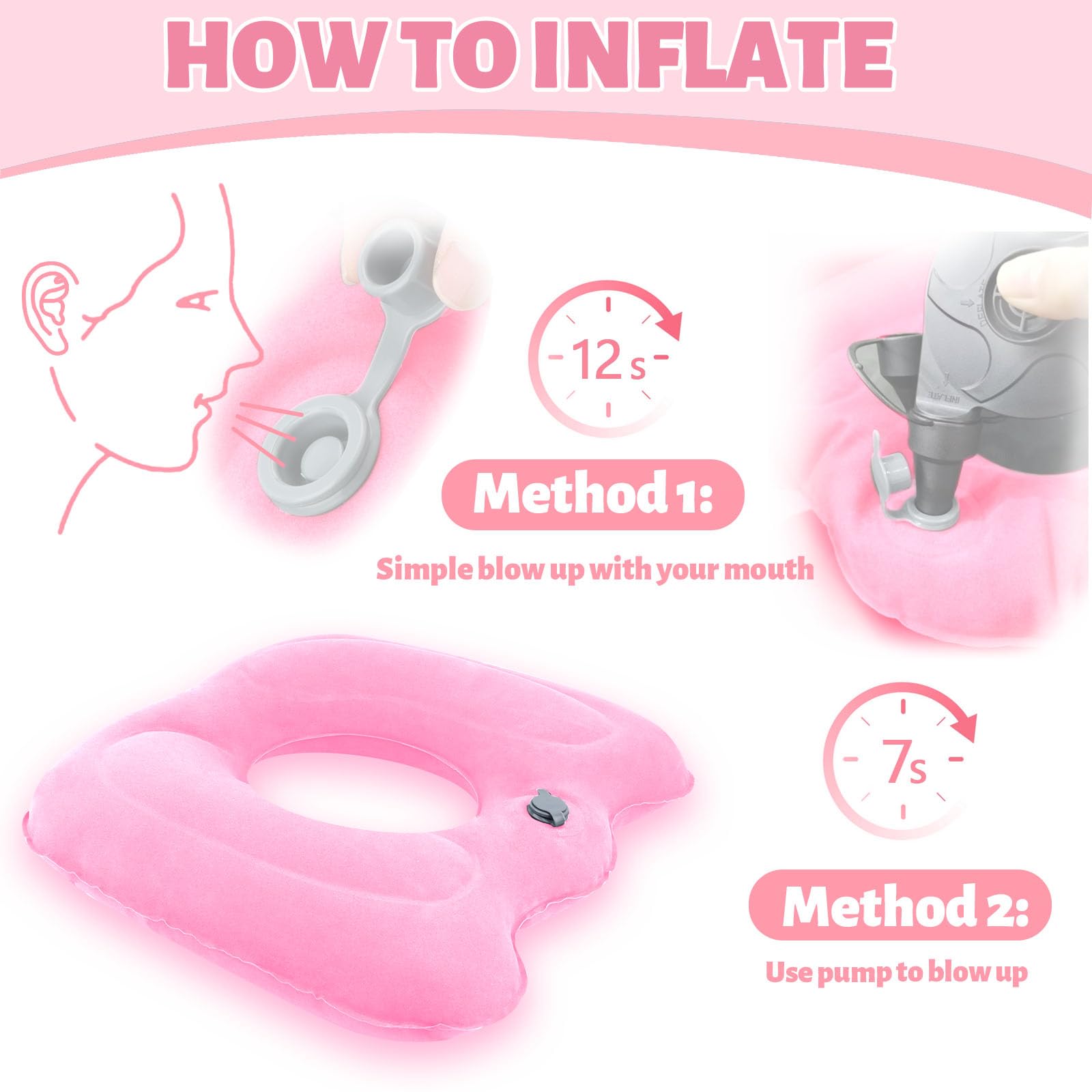 Coussin Gonflable Orthopédique Pour Siège - Anti-douleur Coccyx Et Hémorroïdes - Réglable En Fermeté, Dimensions 45x40cm
