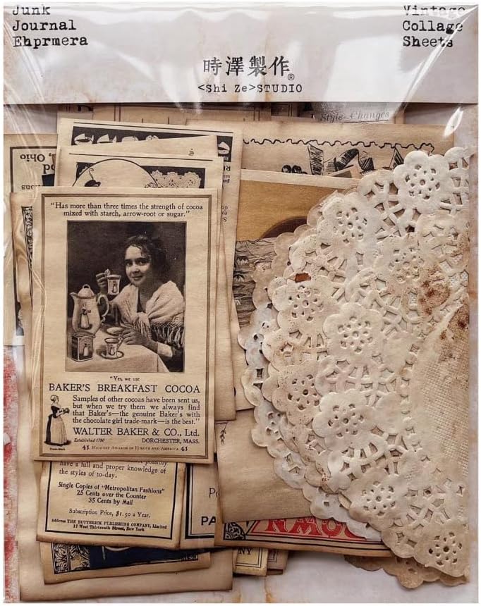 41Pcs/Set Junk Journal Vintage Paper Old Poster Pad Mixed Old Newspaper Page Junk Journal Supplies DIY Scrapbook&Craft Kit Accessories for Scrapbook