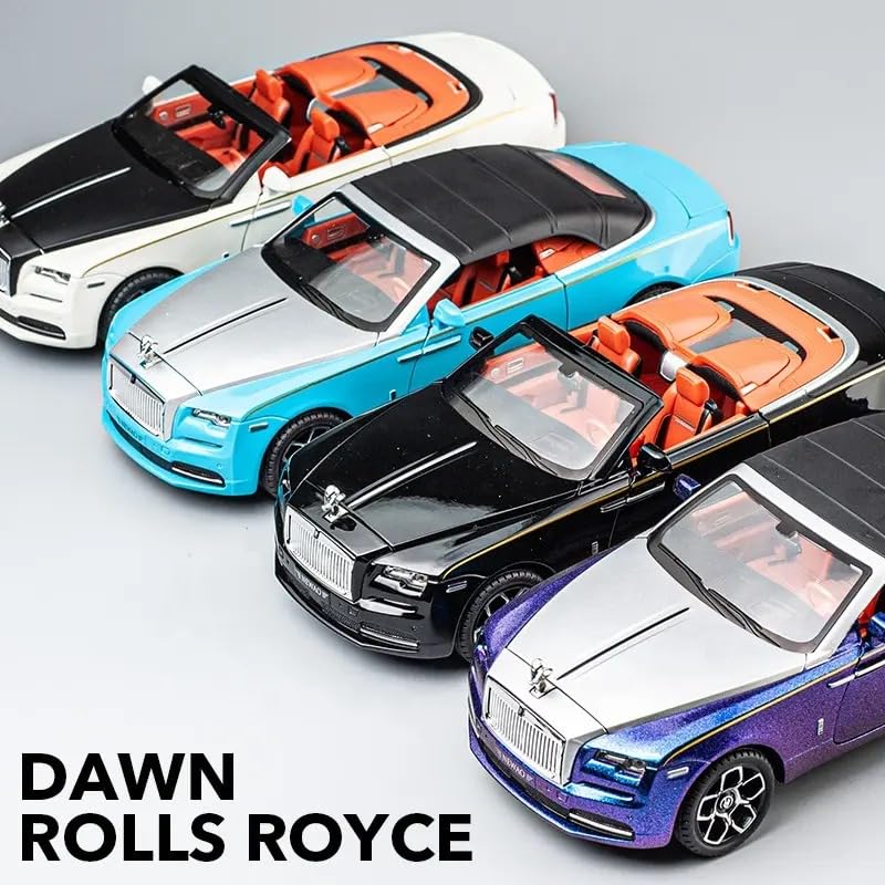 Image of Scale Exclusive Alloy Metal Pull Back | Die-cast Car Model with Sound Light Mini Auto Toy for Kids Metal Model Toy Car with Sound and Light (1.24 Scale- Rolls ROICE Down-Blue)