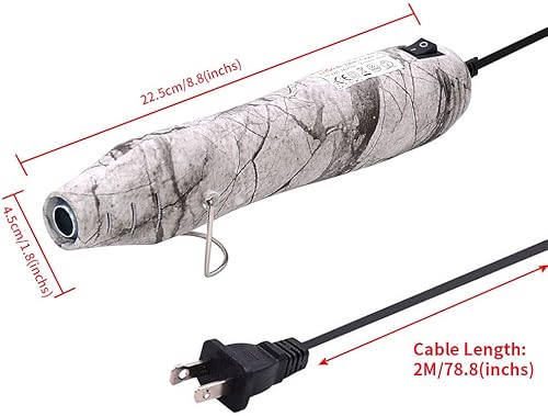 Miniatura 2 de mofa Pistola de calor de resina, cable de 6.6 pies, pistola de calor de 300 W para manualidades, secadora de pintura acrílica, boquilla de
