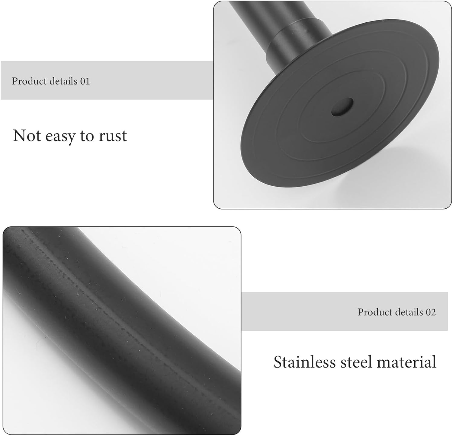 Curved Adjustable Tension Curtain Rod Black Telescopic Shower Rod No-drill Extendable Clothes Rail Heavy Duty Bathroom Accessory