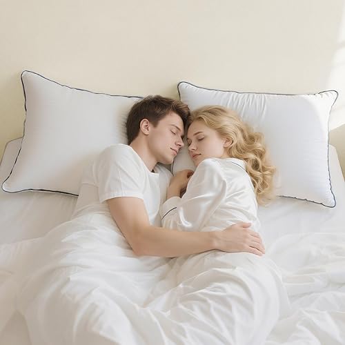 Miniatura 8 de GOHOME Juego de 4 almohadas de tamaño estándar, almohadas de cama para dormir, paquete de 4, almohadas de hotel de apoyo refrescante con relleno