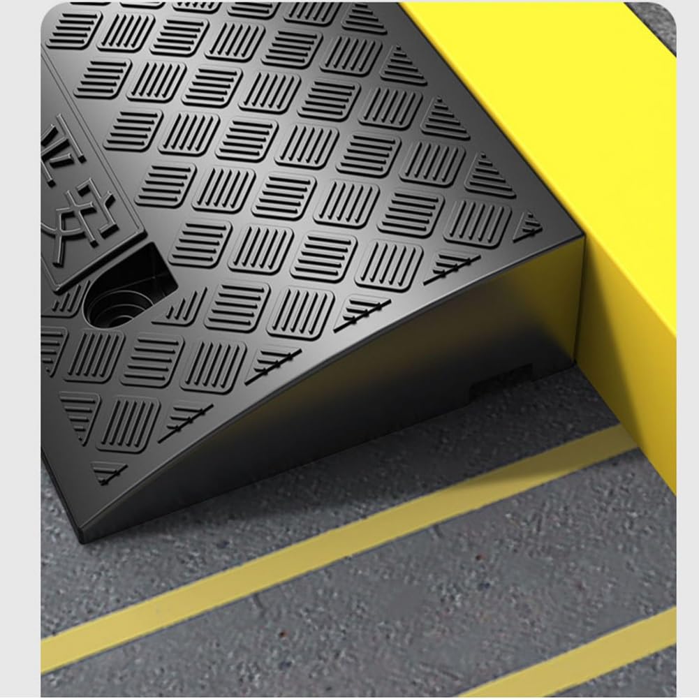 Rampa Portátil Ligera para Bordillo, Rampa de Plástico para Umbral de Puertas, 14 cm de Altura de Elevación para Silla de Ruedas, Garaje, Camión, Scooter, Bicicleta.(Yellow)