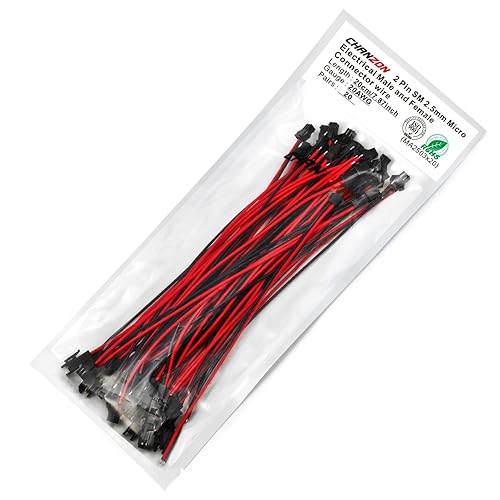 Miniatura 10 de Chanzon 20 pares de conectores Jst SM2.0.197 in de paso 20AWG para micro jack de 2 pines y cable de cobre estañado UL1007 de 5.9 pulgadas (5.9 in)