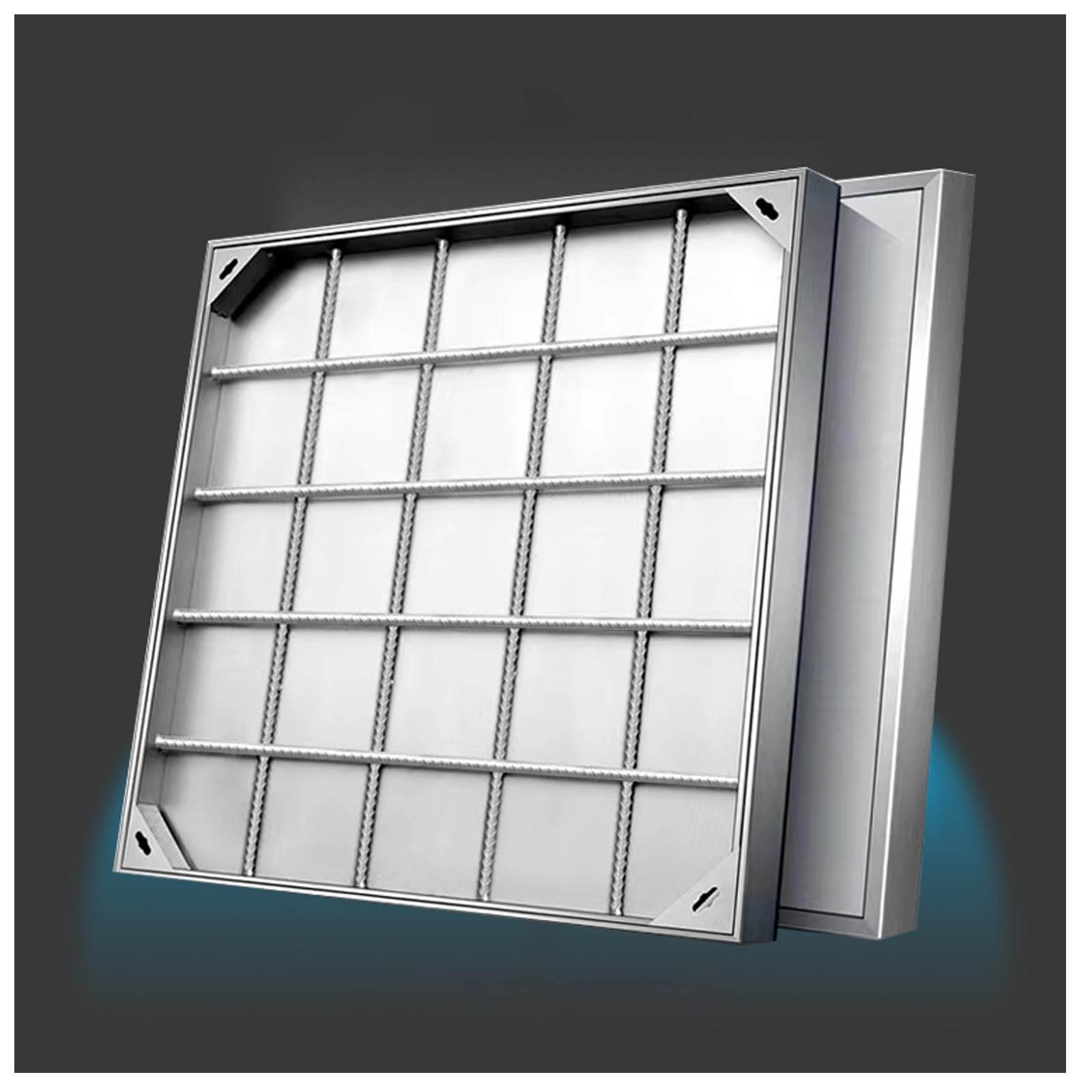 GJMSSMY Recessed Stainless Steel Septic Tank Cover, 90x90cm (35.4x35.4in) Sewage Manhole Cover with Frame, Durable Square Design for Outdoor Use