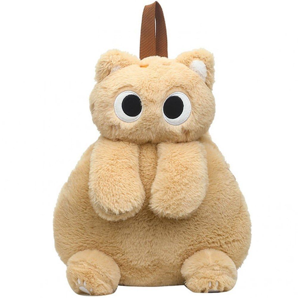 Sanfly Plush Cat Backpack Cute Animal Bag Shoulder Bag with Adjustable Straps Cartoon Travel Backpack Fluffy Backpack for Kids Girls