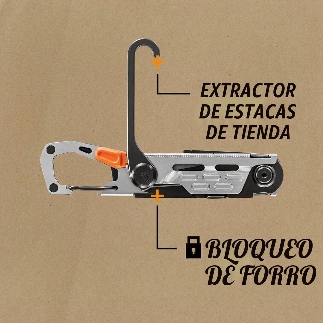 Gerber Multi-herramienta con 11 Funciones, Replanteo, Con Cierre de Marco y Mosquetón, Plata, 30-001743