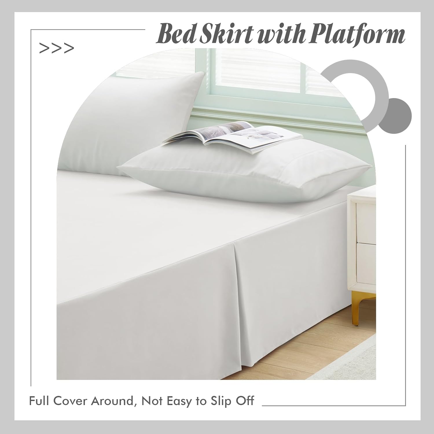 Elegant Pleated Tailored Bed Skirt, Hotel Quality Bed Skirt Made with Split Corners and a Ivory Bed Skirt Queen Size 11" Drop Length, 600-TC Pure Egyptian Cotton - Solid Ivory