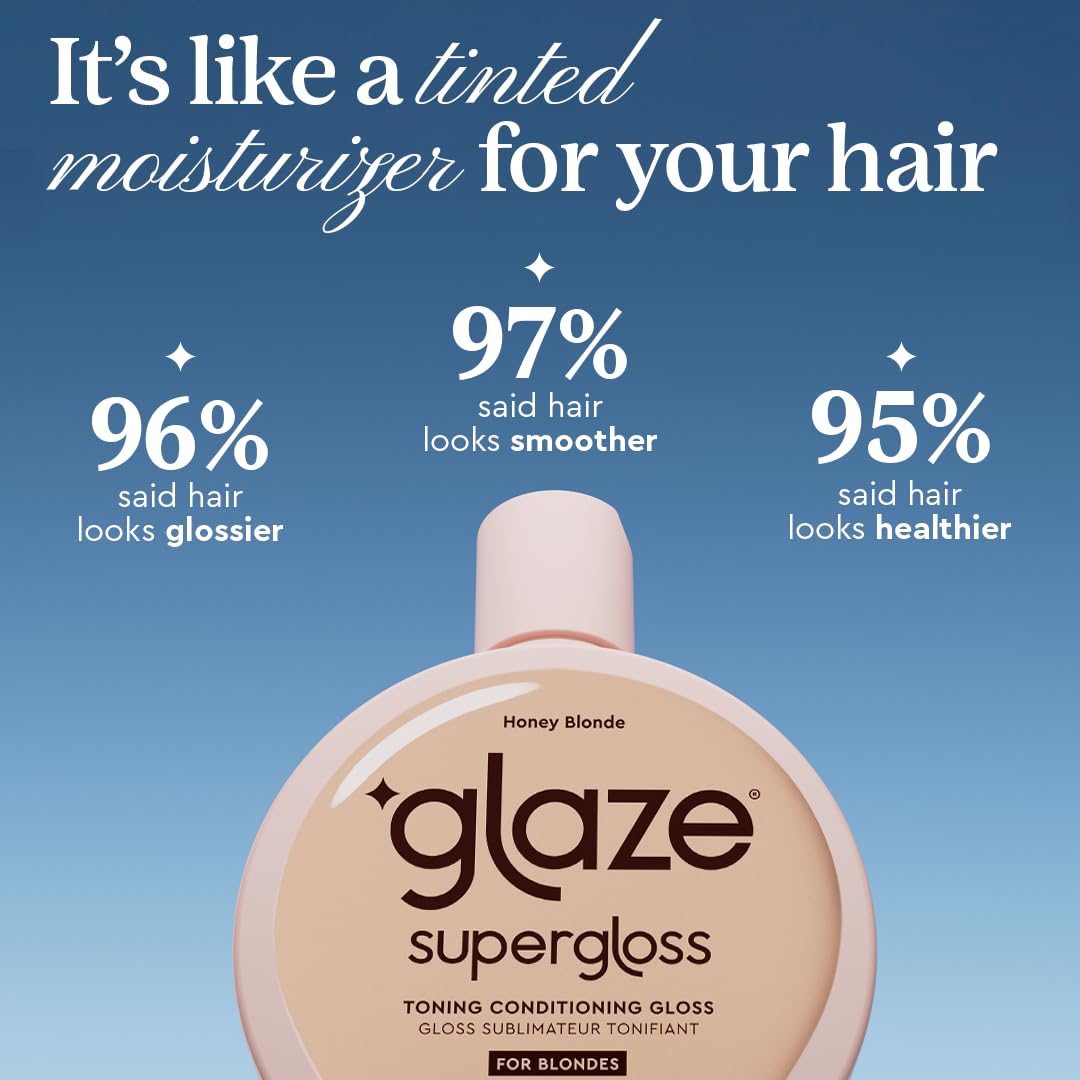 Glaze Super Gloss Color Conditioning Gloss – Honey Blonde for Medium to Dark Blonde Hair – Rinse Out Semi-Permanent Hair Gloss that Enhances Color and Boosts Shine & Hydration