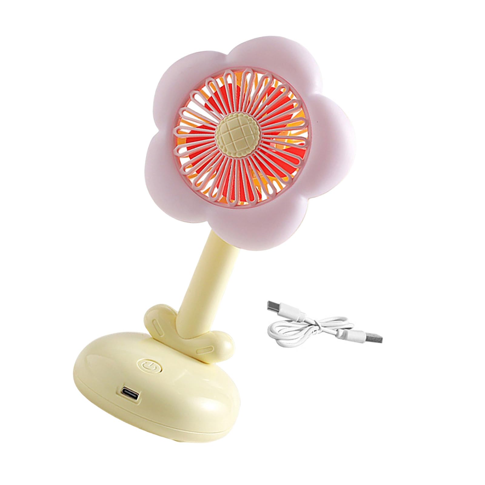 Kaeltsyn Individual Desk Fan Flower Shape Low Rechargeable Cooling Fan with Light Suitable for Bedroom Offices Multicolor Desk