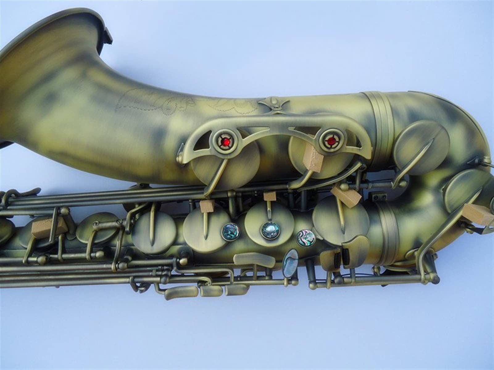 B Flat Sassofono Tenore Ottone Materiale Opaco Verde Antico Sassofono Prestazioni Professionali Sax Ottone
