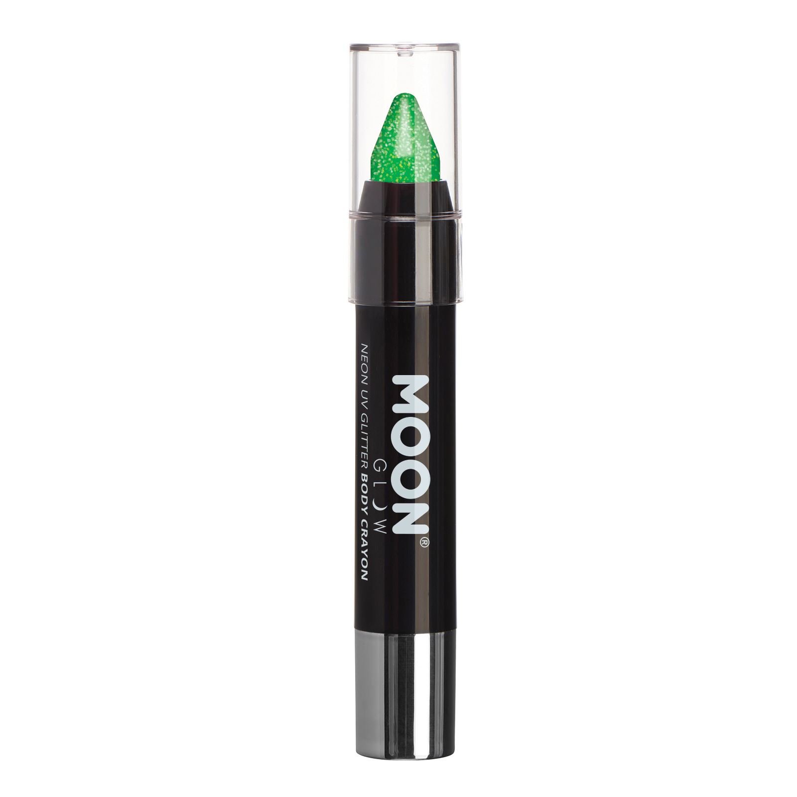Moon Glow - Neon UV Glitter Face Paint Stick / Body Crayon makeup for the Face & Body - Green - Glows brightly under UV lighting