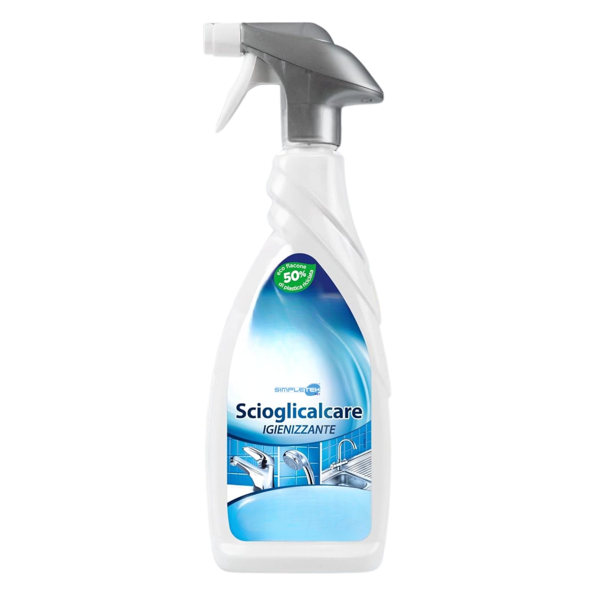 SIMPLETEK - Spray detergente 650ml | Scioglie il Calcare Ostinato | Formula in Schiuma con Barriera Protettiva | Eco-Flacone [12 pezzi]