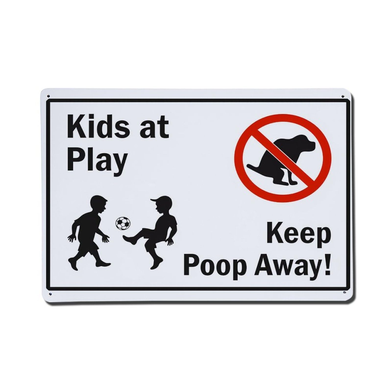 Enderetf Vintage Kids At Play Keep Poop Away Tin Sign Metal Poster, Home Bar Garage Man Cave Cafe Indoor & Outdoor Wall Decoration 8X12inches