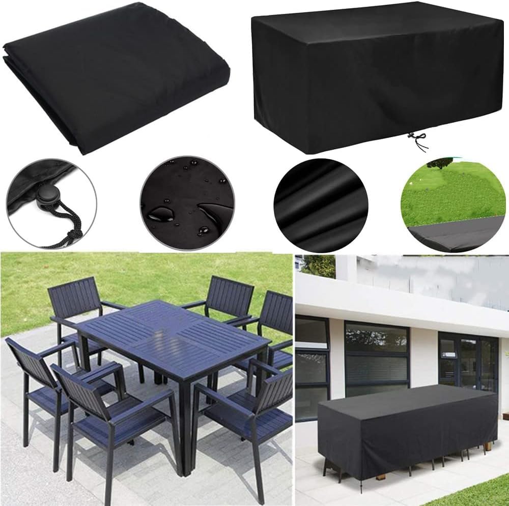 Wodoodporne pokrowce na meble ogrodowe 280 x 280 x 75 cm, trwałe pokrowce na stół i krzesła na patio, wytrzymałe, prostokątne zabezpieczenie na sofy i stoły