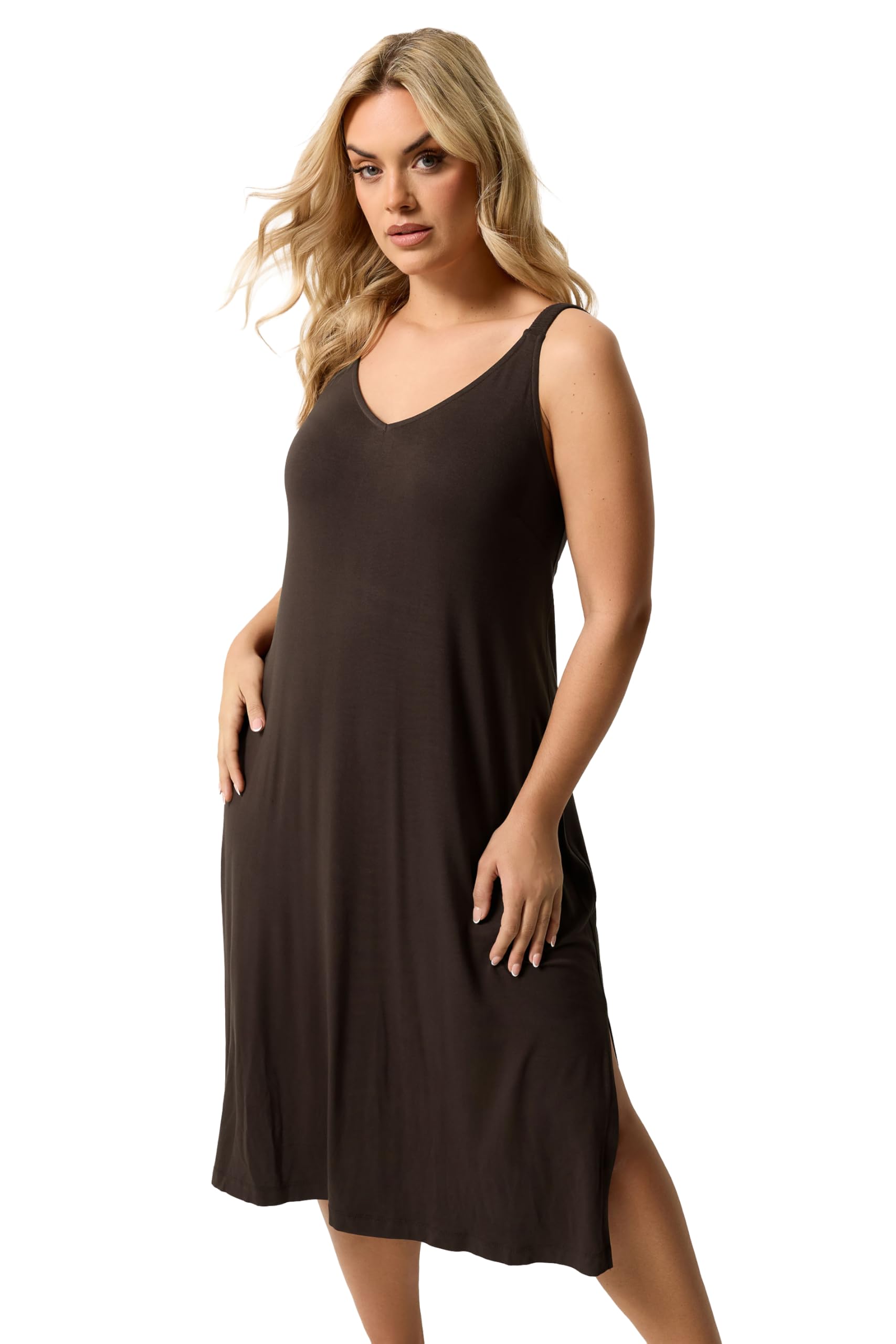 Yours Women's Chocolate Throw On Midi Dress In | : 14/16