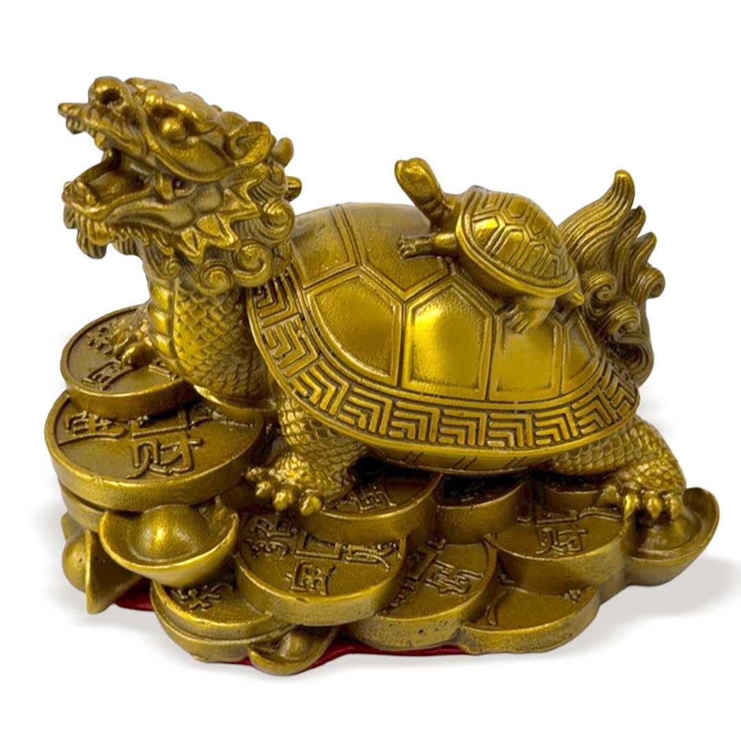 Amazon.co.jp: [AiO JAPAN] 風水 龍亀 ロングイ 置物 銅 ブロンズ