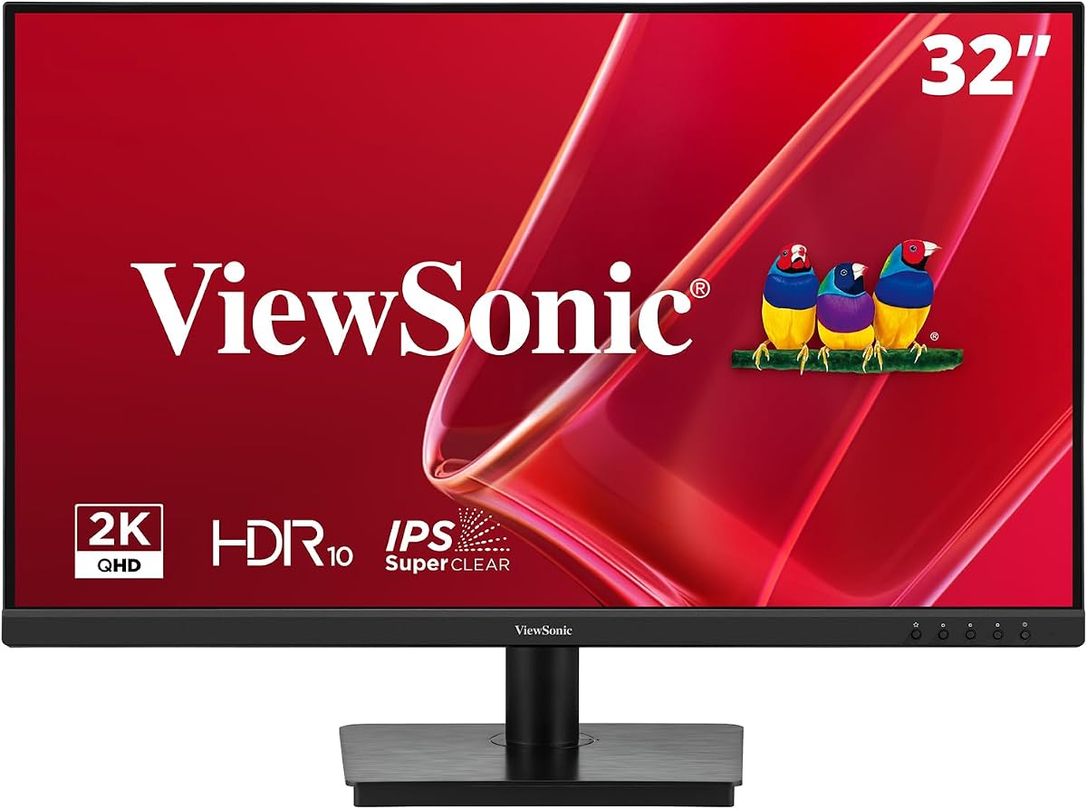 ViewSonic VS3225-2K 32 Inch QHD 1440p IPS Computer Monitor, 75Hz LCD | HDMI, DisplayPort, Variable Refresh Rate, Eye Care, Frameless, Anti Glare, Home Office, Laptop, Mac, PC, HDR10, Speakers, 4ms