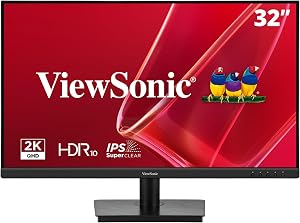 ViewSonic VS3225-2K 32 Inch QHD 1440p IPS Monitor with HDMI, DisplayPort, and Variable Refresh Rate for Home and Office