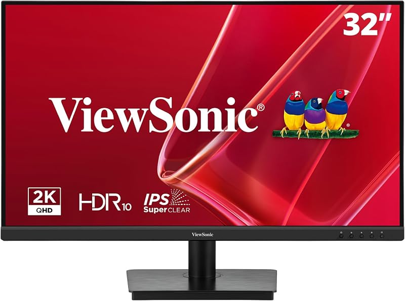 ViewSonic VS3225-2K 32 Inch QHD 1440p IPS Computer Monitor, 75Hz LCD | HDMI, DisplayPort, Variable Refresh Rate, Eye Care, Frameless, Anti Glare, Home Office, Laptop, Mac, PC, HDR10, Speakers, 4ms
