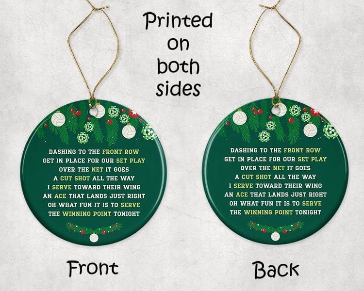 Miniatura 3 de Adorno redondo de cerámica de voleibol, Jingle All The Way - Adorno de Navidad - Adorno de vacaciones - Regalo de entrenador de voleibol - Adorno de