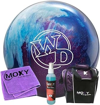 Bowlerstore Products Columbia 300 White Dot Peek-A-Boo Berry Bowling Ball | Moxy Strike Purple Bowling Bag | Moxy Purple Micro Fiber Towel | Moxy Xtreme Power Cleaner Package