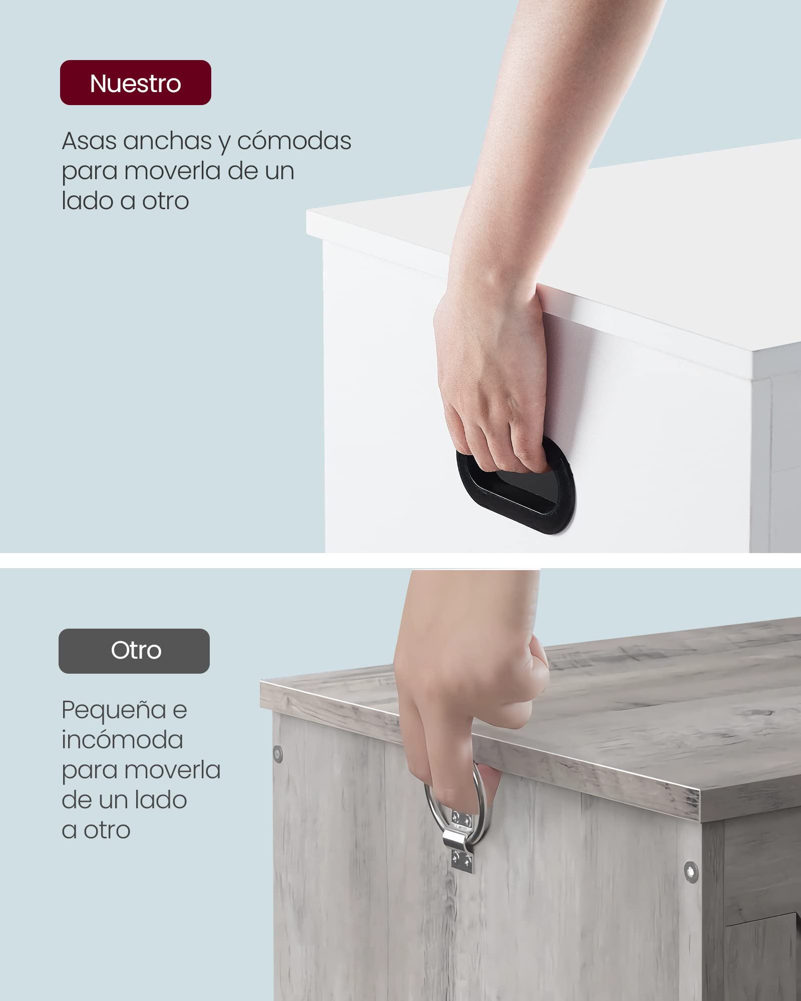 VASAGLE Puff Almacenaje, Banco Almacenaje con 2 Bisagras de Seguridad, Banco Zapatero, Estilo de Campo, 40 x 80 x 46 cm, para Pasillo Dormitorio Salón, Blanco Nube LSB063T14