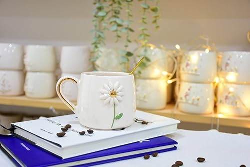 Miniatura 2 de Taza de café de 10 onzas | Taza de margarita hecha a mano con mango dorado, regalos de margaritas, taza de café de margarita, taza de café de