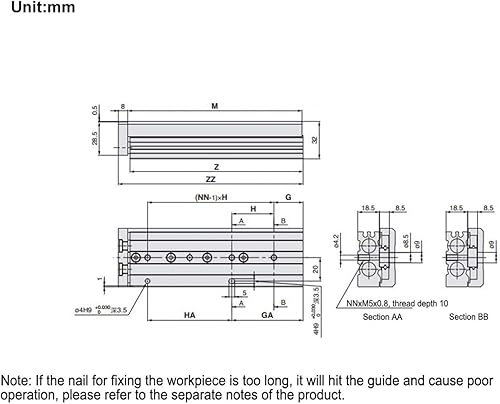 Miniatura 3 de Agatige Cilindro de riel de guía, MXS12 Cilindro neumático de carril de guía de doble eje Cilindro neumático de aire de guía de alta precisión Mini