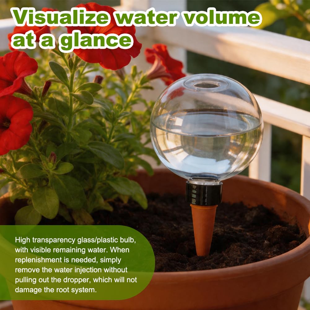 Lot de 4 boules d'eau pour plantes - Arrosage automatique des plantes - Distributeur d'eau pour l'arrosage automatique des chambres, balcons et plantes de jardin - Transparent