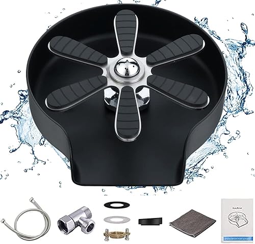 HelloWorld Lavadora automática de vasos de acero inoxidable para fregadero, Enjuague de vidrio para fregadero de cocina, Lavadora de vidrio para