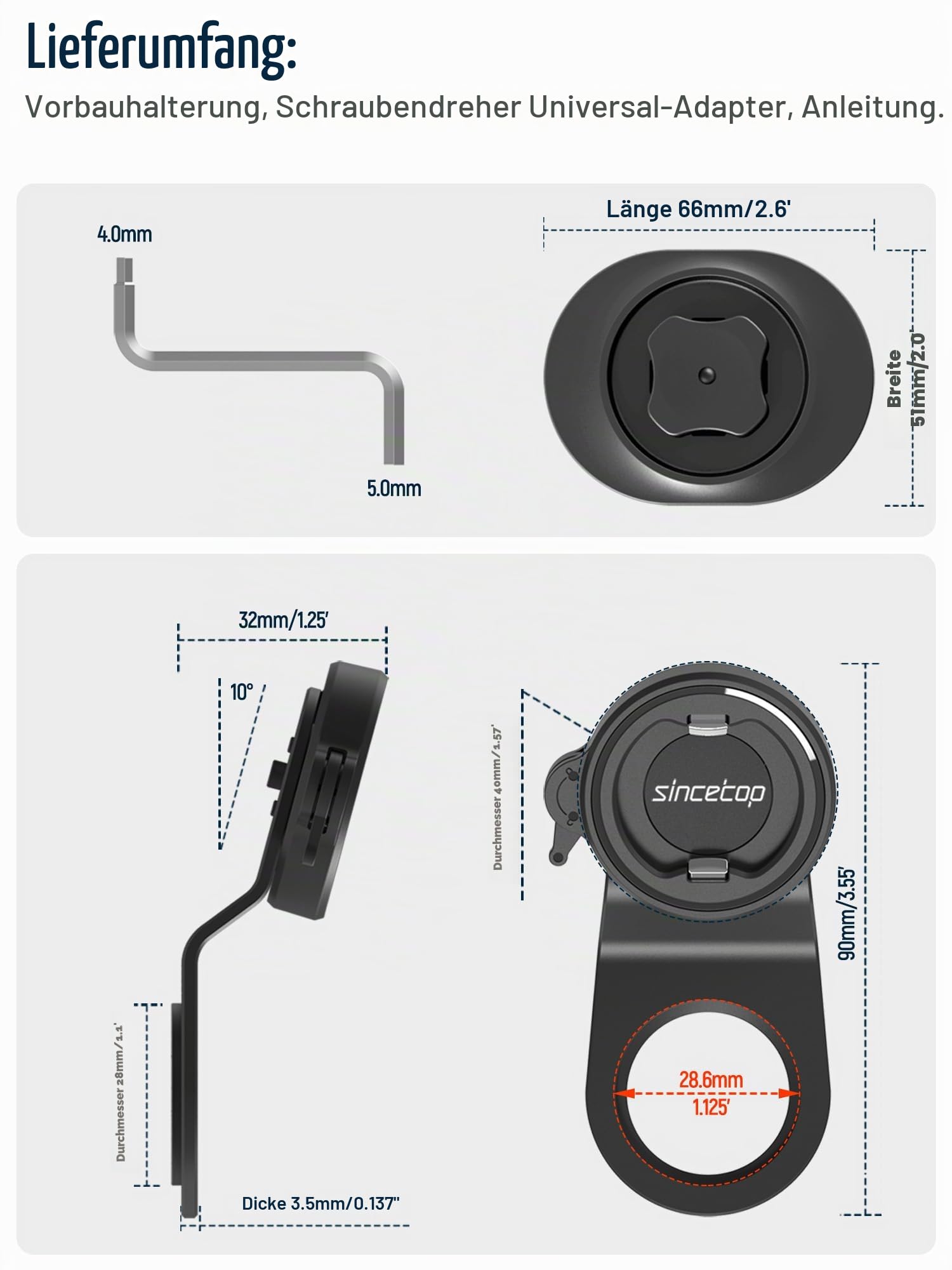 sincetop Handyhalterung Fahrrad,Mountainbike-Vorbau Handyhalter,Universelle Aluminium Stengel Lenkerhalterung,Fahrrad Handyklemme,MTB/Rennrad Schnellbefestigung/Lösung für das Handy【Serie C - 1. Gen】