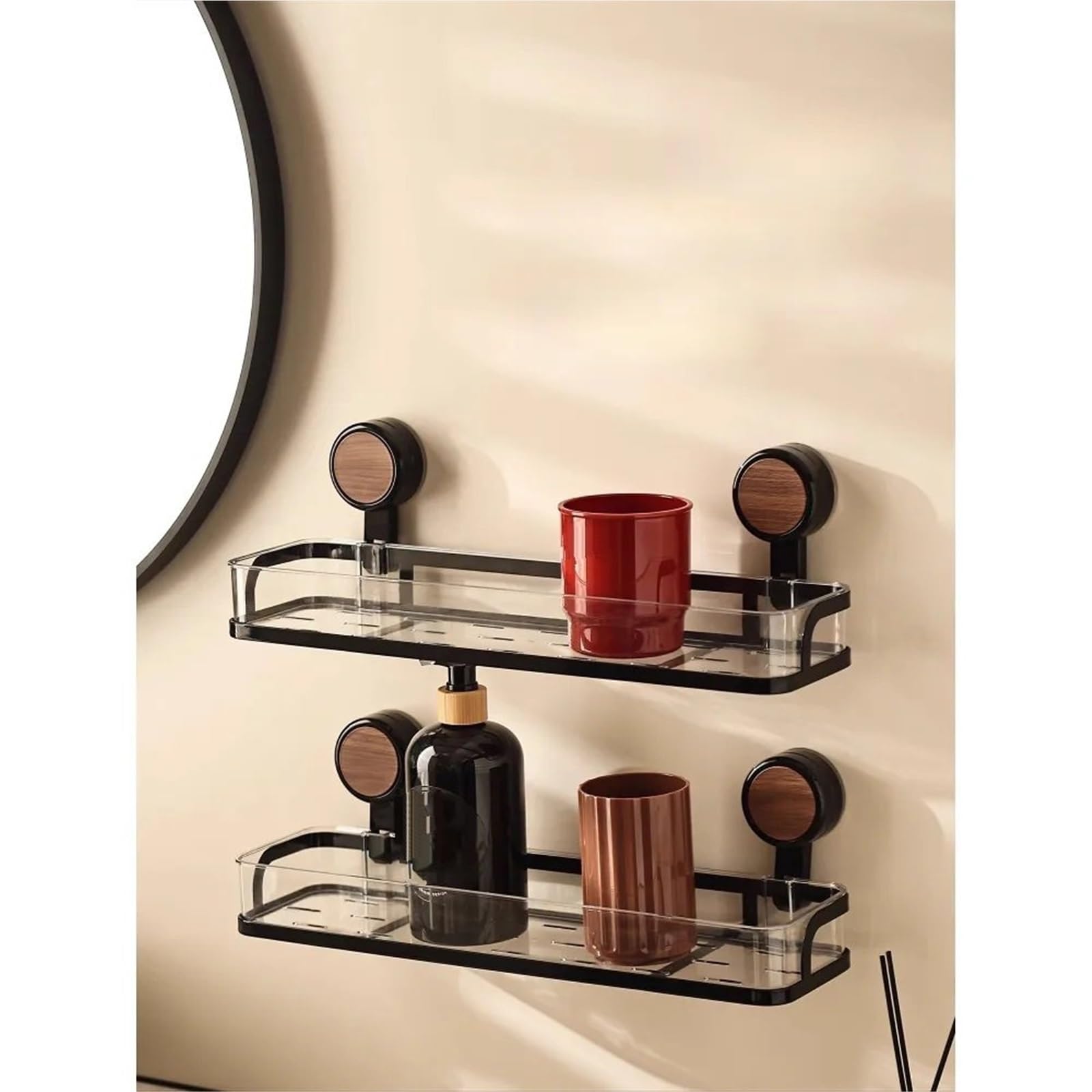 Pasamanos con Ventosa de Nogal para Lavabo de baño Antiguo, Barra de Agarre para baño con perforación Libre (Plateada)