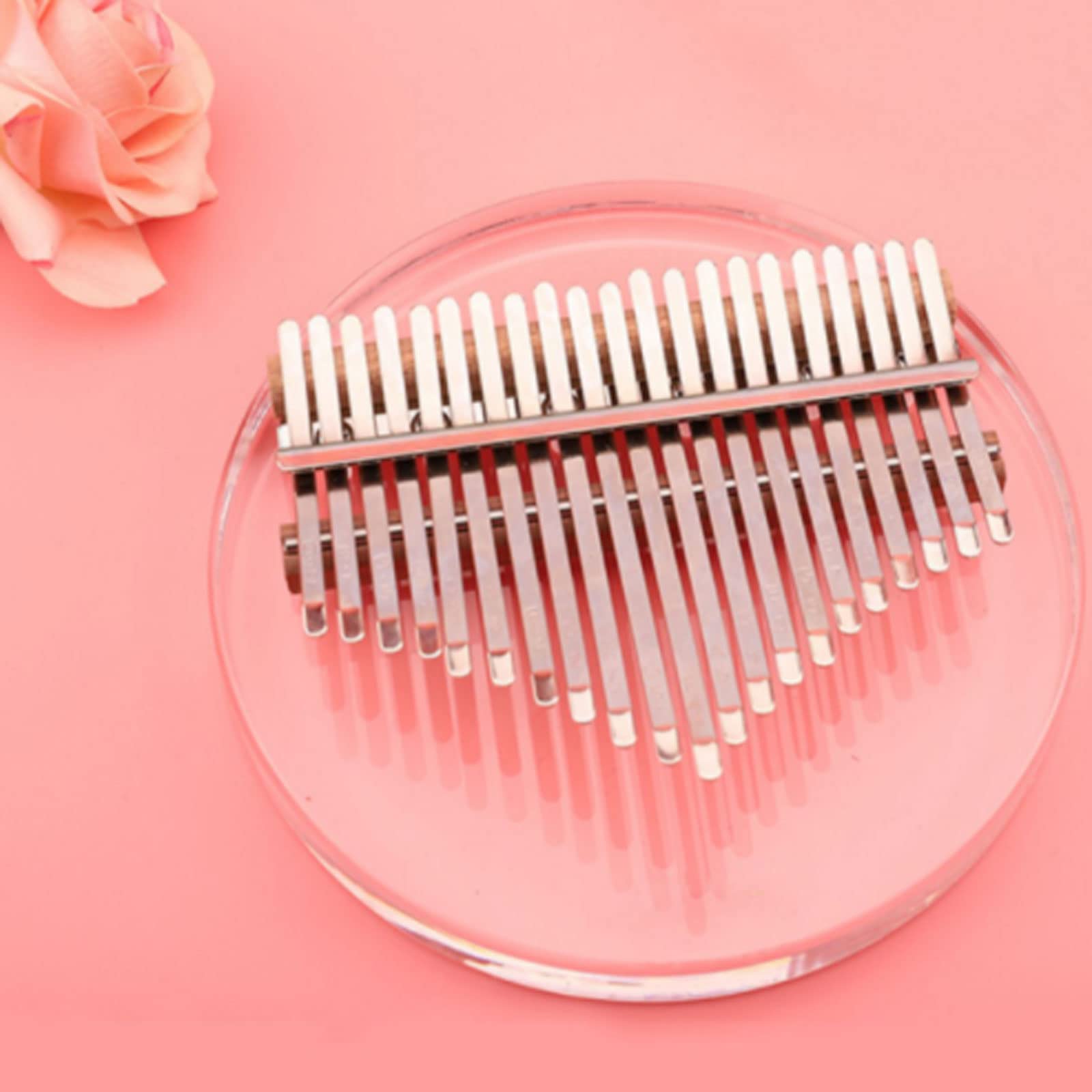 Suono Squisito Materiale Acrilico Trasparente per Pianoforte a 17 Tasti, Corpo Trasparente per Pianoforte a Dita Solide, Regali per Principianti Adulti (a Forma Rotonda) Facile da Giocare